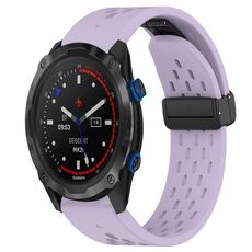 Per cinturino in silicone con foro per fibbia pieghevole Garmin Descent MK 2i da 26 mm (viola)