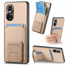 Per Honor 50 Custodia per telefono con supporto pieghevole per carta in fibra di carbonio (cachi)