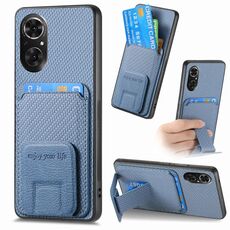 Per Honor 50 SE Custodia per telefono con supporto pieghevole in fibra di carbonio (blu)