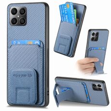 Per Honor X8 5G Custodia per telefono con supporto pieghevole per carta in fibra di carbonio (blu)