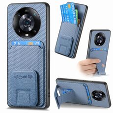 Per Honor Magic4 Pro Custodia per telefono in fibra di carbonio con supporto pieghevole (blu)