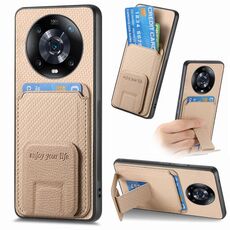 Per Honor Magic4 Pro Custodia per telefono con supporto pieghevole in fibra di carbonio (cachi)