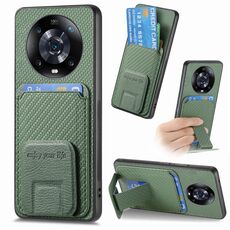 Per Honor Magic4 Pro Custodia per telefono con supporto pieghevole per carta in fibra di carbonio (verde)