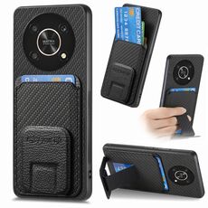 Per Honor X30/X9 5G/Magic4 Lite Custodia per carta in fibra di carbonio con supporto pieghevole (nero)