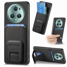 Per Honor Magic5 Custodia per telefono con supporto pieghevole per carta in fibra di carbonio (nera)