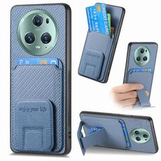 Per Honor Magic5 Pro Custodia per telefono in fibra di carbonio con supporto pieghevole (blu)