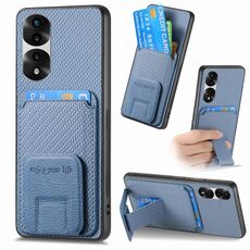 Per Honor 80 Pro Custodia per telefono con supporto pieghevole per carta in fibra di carbonio (blu)