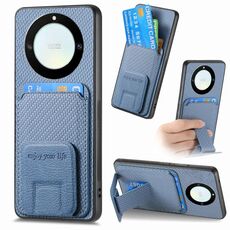 Per Honor X40 Custodia per telefono con supporto pieghevole per carta in fibra di carbonio (blu)