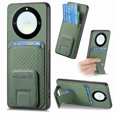 Per Honor X40 Custodia per telefono con supporto pieghevole per carta in fibra di carbonio (verde)