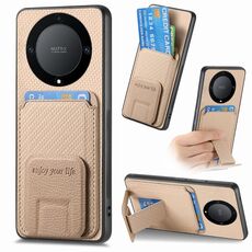 Per Honor X9A Custodia per telefono con supporto pieghevole per carta in fibra di carbonio (cachi)