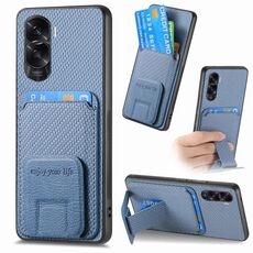 Per Honor X50i / 90 Lite Custodia per telefono con supporto pieghevole in fibra di carbonio (blu)
