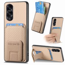 Per Honor X50i / 90 Lite Custodia per telefono con supporto pieghevole in fibra di carbonio (cachi)