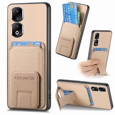 Per Honor 90 Pro Custodia per telefono con supporto pieghevole per carta in fibra di carbonio (cachi)