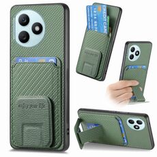 Per Honor X50i+ Custodia per telefono con supporto pieghevole per carta in fibra di carbonio (verde)