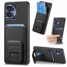 Per Honor 100 5G Custodia per telefono con supporto pieghevole per carta in fibra di carbonio (nera)
