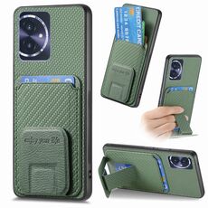 Per Honor 100 5G Custodia per telefono con supporto pieghevole per carta in fibra di carbonio (verde)