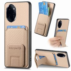 Per Honor 100 Pro 5G Custodia per telefono in fibra di carbonio con supporto pieghevole (cachi)