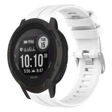 Per cinturino per orologio sportivo in silicone solare tinta unita Garmin Instinct 2 (bianco)