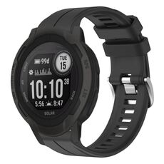 Per cinturino per orologio sportivo in silicone solare tinta unita Garmin Instinct 2 (nero)