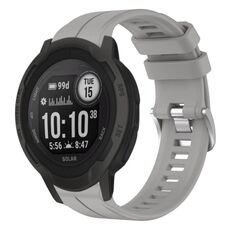 Per cinturino per orologio sportivo in silicone solare tinta unita Garmin Instinct 2 (grigio)