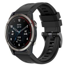Per Garmin Quatix 7 Pro cinturino per orologio a sgancio rapido in silicone con fibbia nera tinta unita (nero)