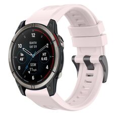 Per Garmin Quatix 7 Pro cinturino per orologio a sgancio rapido in silicone con fibbia nera tinta unita (rosa)