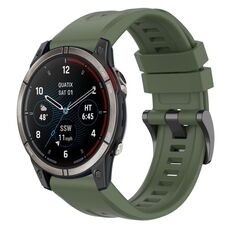 Per Garmin Quatix 7 Pro cinturino per orologio a sgancio rapido in silicone con fibbia nera tinta unita (verde scuro)