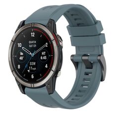 Per Garmin Quatix 7 Pro cinturino per orologio a sgancio rapido in silicone con fibbia nera tinta unita (Rock Blue)