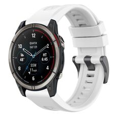 Per Garmin Quatix 7 Pro cinturino per orologio a sgancio rapido in silicone con fibbia nera tinta unita (bianco)