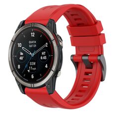 Per Garmin Quatix 7 Pro cinturino per orologio a sgancio rapido in silicone con fibbia nera tinta unita (rosso)