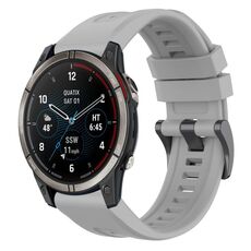 Per Garmin Quatix 7 Pro cinturino per orologio a sgancio rapido in silicone con fibbia nera tinta unita (grigio)
