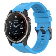 Per Garmin Quatix 7 Pro cinturino per orologio a sgancio rapido in silicone con fibbia nera tinta unita (blu cielo)