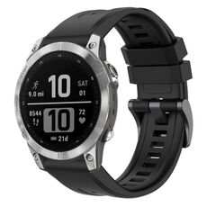 Per Garmin Fenix 7 Pro cinturino per orologio a sgancio rapido in silicone con fibbia nera tinta unita (nero)