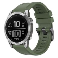 Per Garmin Fenix 7 Pro cinturino per orologio a sgancio rapido in silicone con fibbia nera tinta unita (verde scuro)