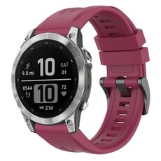 Per cinturino per orologio Garmin Fenix 7 Pro tinta unita nero con fibbia in silicone a sgancio rapido (vino rosso)
