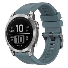 Per Garmin Fenix 7 Pro cinturino per orologio a sgancio rapido in silicone con fibbia nera tinta unita (Rock Blue)