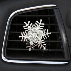 Clip decorativa per aromaterapia con fiocco di neve in metallo con strass (argento)