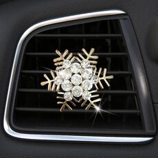 Clip decorativa per aromaterapia con fiocco di neve in metallo con strass (oro)