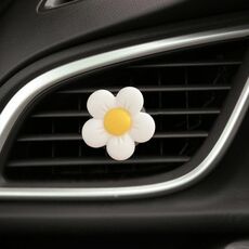 Clip decorativa per aromaterapia con bocchetta dell'aria per auto a cinque petali color caramello, colore: bianco