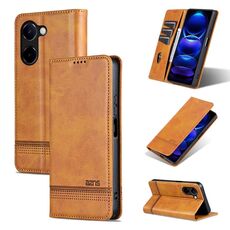 Custodia per telefono in pelle magnetica con texture di vitello AZNS per vivo Y100i 5G (marrone chiaro)