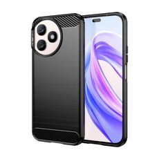 Custodia per telefono in TPU in fibra di carbonio con texture spazzolata per Honor X50i+ (nera)