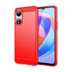 Custodia per telefono in TPU in fibra di carbonio con texture spazzolata per Honor X5 Plus (rossa)
