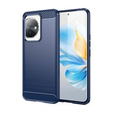 Custodia per telefono TPU in fibra di carbonio con texture spazzolata per Honor 100 (blu)