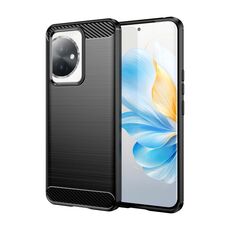 Custodia per telefono TPU in fibra di carbonio con texture spazzolata per Honor 100 (nera)
