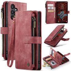 Per Samsung Galaxy S24+ 5G CaseMe C30 Slot per schede multifunzionali Custodia in pelle per telefono con cerniera(Rosso)