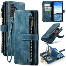 Per Samsung Galaxy S24+ 5G CaseMe C30 Slot per schede multifunzionali Custodia in pelle per telefono con cerniera (Blu)