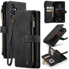 Per Samsung Galaxy S24 5G CaseMe C30 Slot per schede multifunzionali Custodia in pelle per telefono con cerniera (Nero)