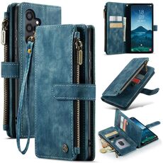 Per Samsung Galaxy S24 5G CaseMe C30 Slot per schede multifunzionali Custodia in pelle per telefono con cerniera (blu)
