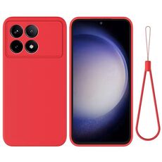 Per Xiaomi Poco X6 Pro 5G/Redmi K70E Custodia per telefono a copertura totale antigoccia in silicone liquido tinta unita (Rosso)