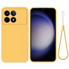 Per Xiaomi Poco X6 Pro 5G/Redmi K70E Custodia per telefono a copertura totale antigoccia in silicone liquido tinta unita (giallo)